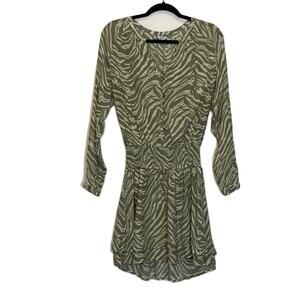 Rails Jasmine Safari Tiger Wild Cat Print Long-Sleeve Brown Dress Size M